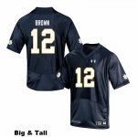 Notre Dame Fighting Irish Men's DJ Brown #12 Navy Under Armour Authentic Stitched Big & Tall College NCAA Football Jersey HWI2699VV